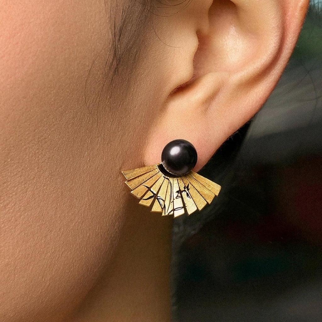 Jade Fan Stud Earrings
