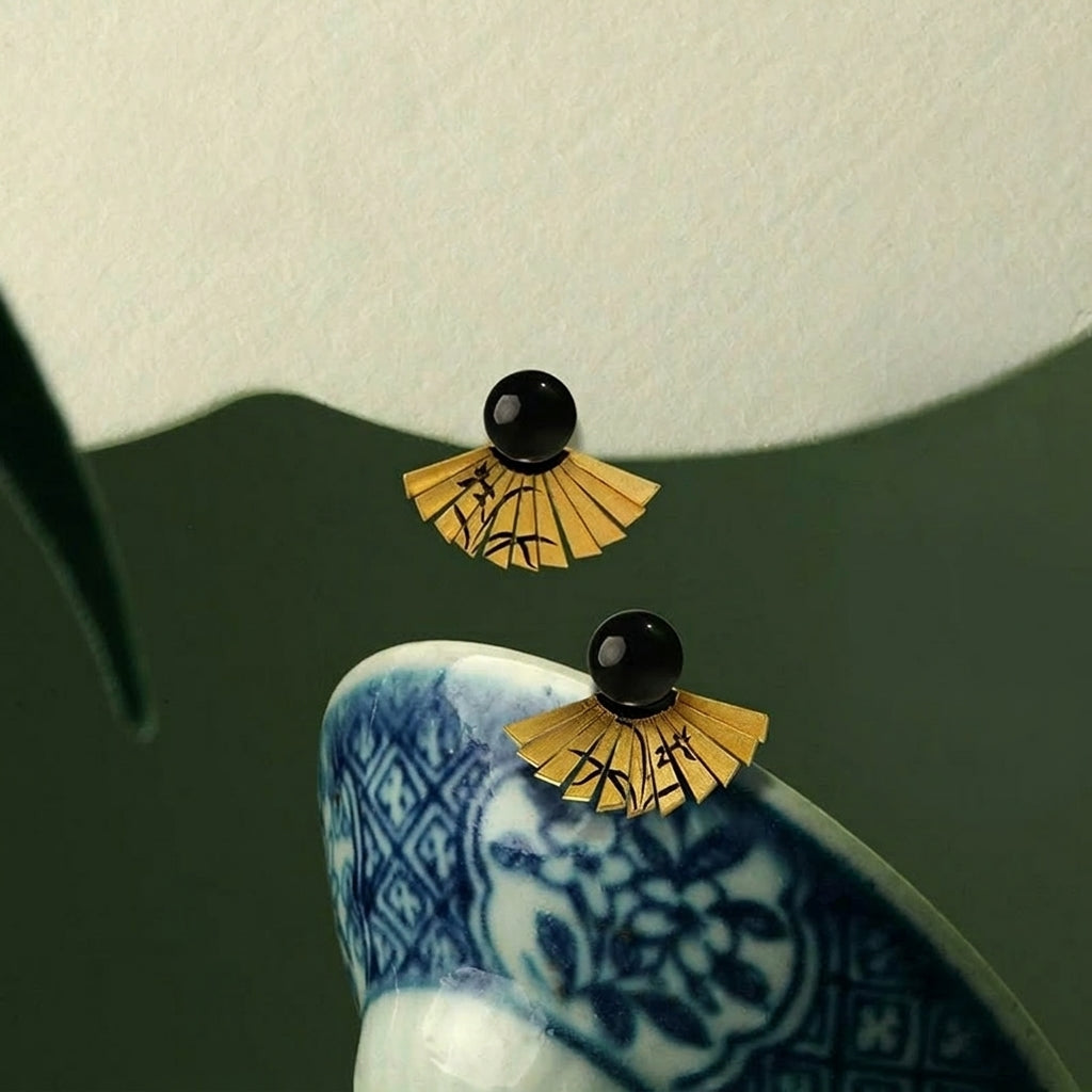 Jade Fan Stud Earrings