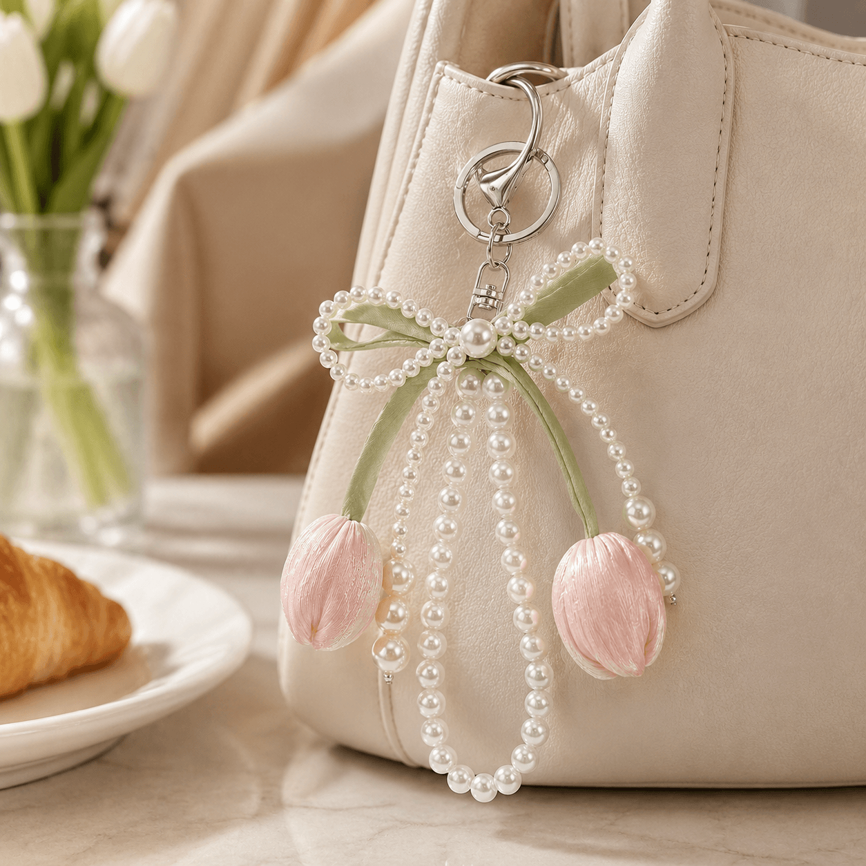 Pearl Magnolia Bag Charm